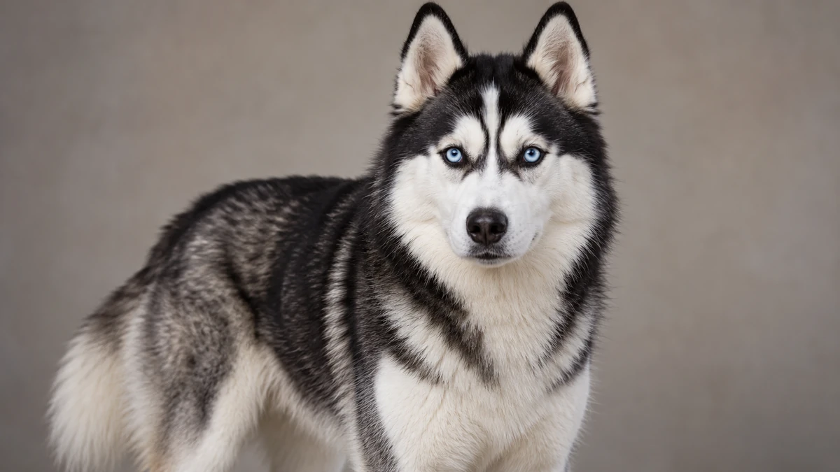 Sibirya Kurdu Husky köpek — siyah-beyaz (klasik) renk