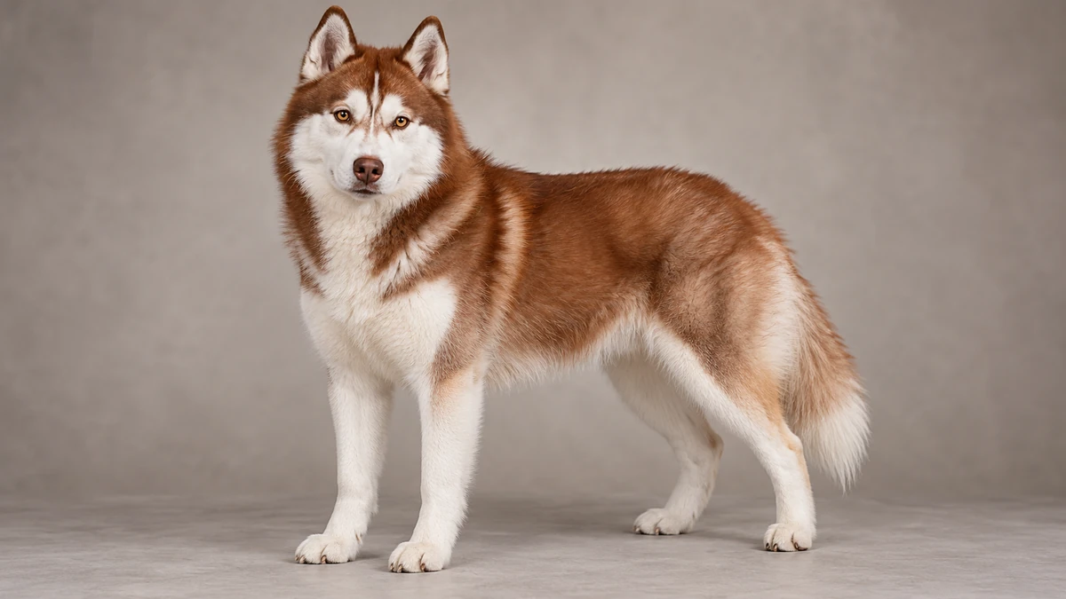 Sibirya Kurdu Husky köpek — kırmızı-beyaz renk