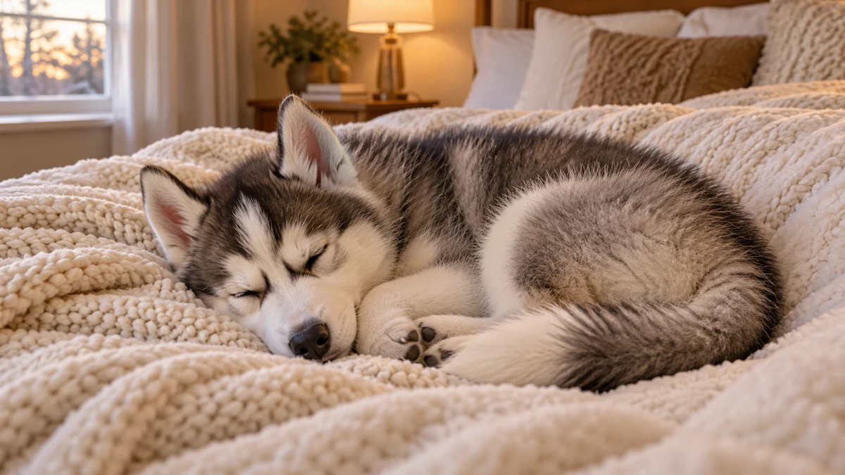 Sibirya Kurdu Husky ilan — uyuyan Sibirya Kurdu Husky yavru ilan fotoğrafı